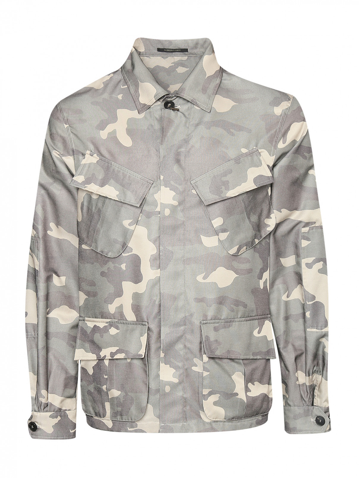 Куртка на пуговицах с узором и накладными карманами Gabriele Pasini  –  Общий вид  – Цвет:  Узор