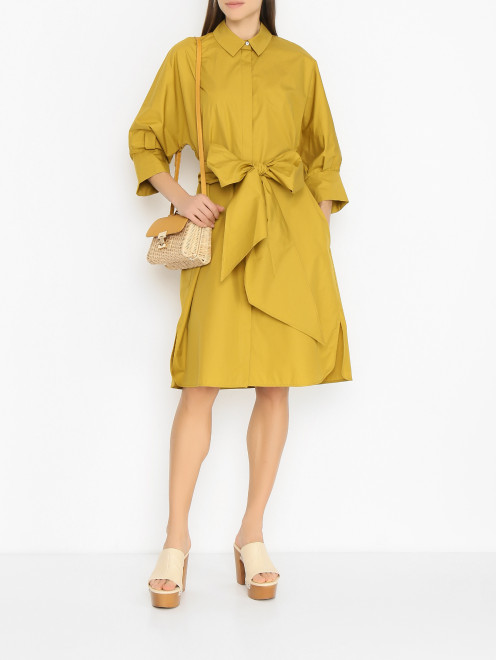 Платье-рубашка из хлопка с поясом Max Mara - МодельОбщийВид