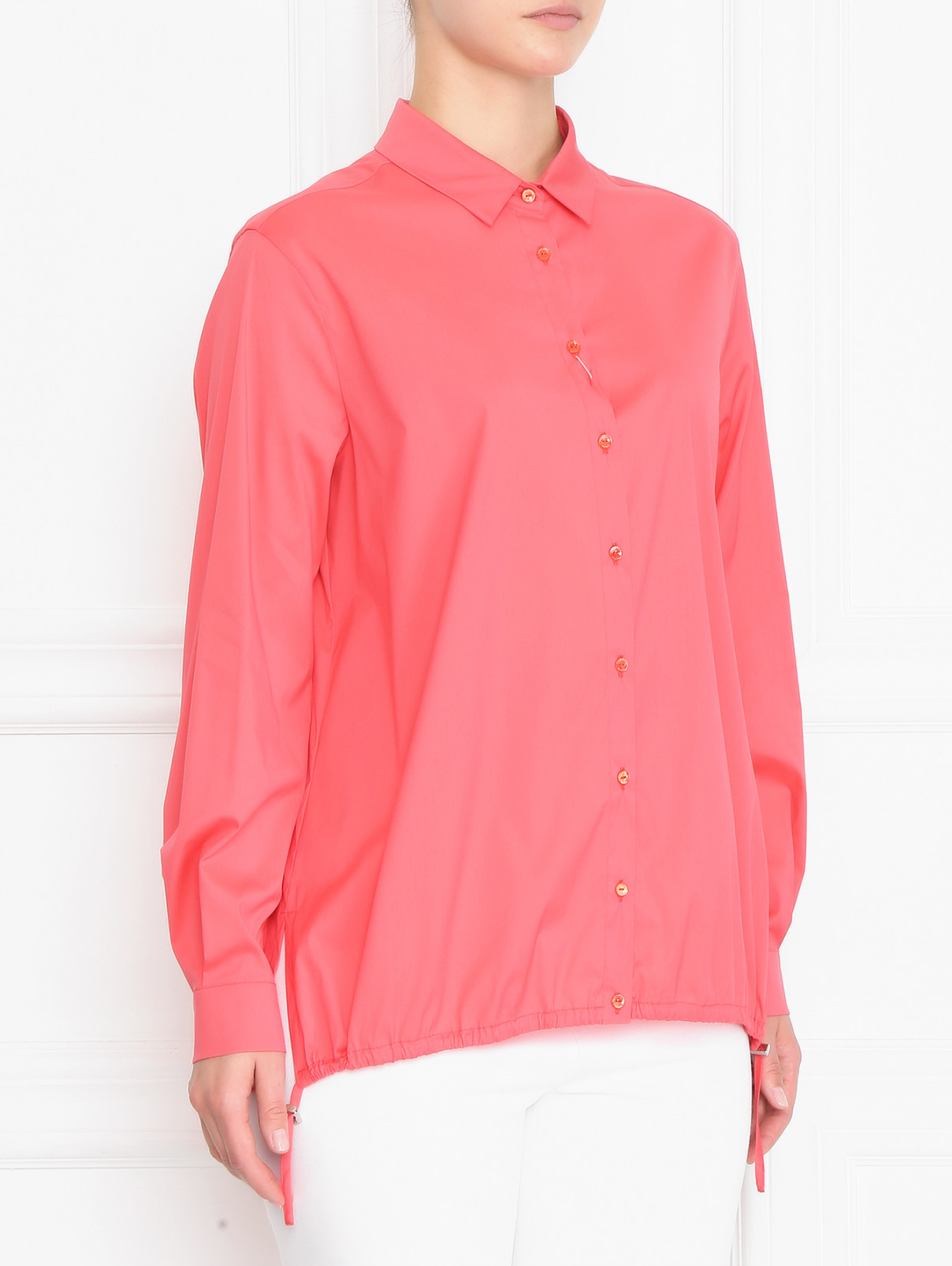 Рубашка из хлопка однотонная Marina Rinaldi  –  МодельВерхНиз  – Цвет:  Розовый