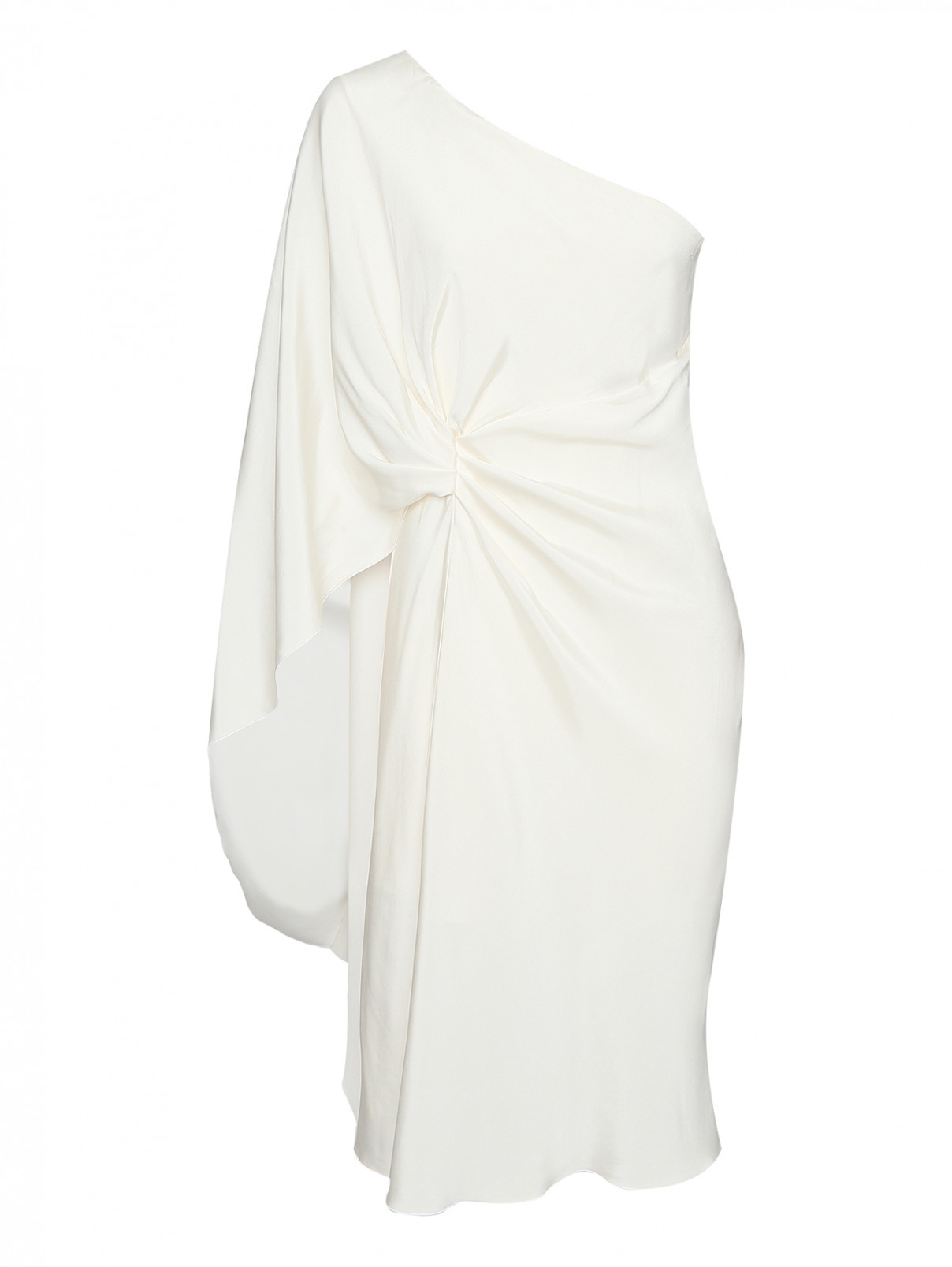 Платье ассиметричное со складкой Alberta Ferretti  –  Общий вид  – Цвет:  Белый