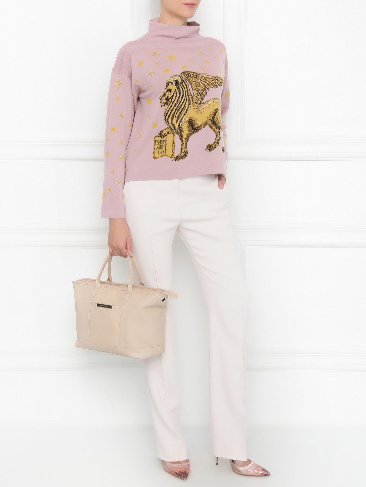 Джемпер из шерсти с узором Alberta Ferretti  –  Модель Общий вид  – Цвет:  Розовый