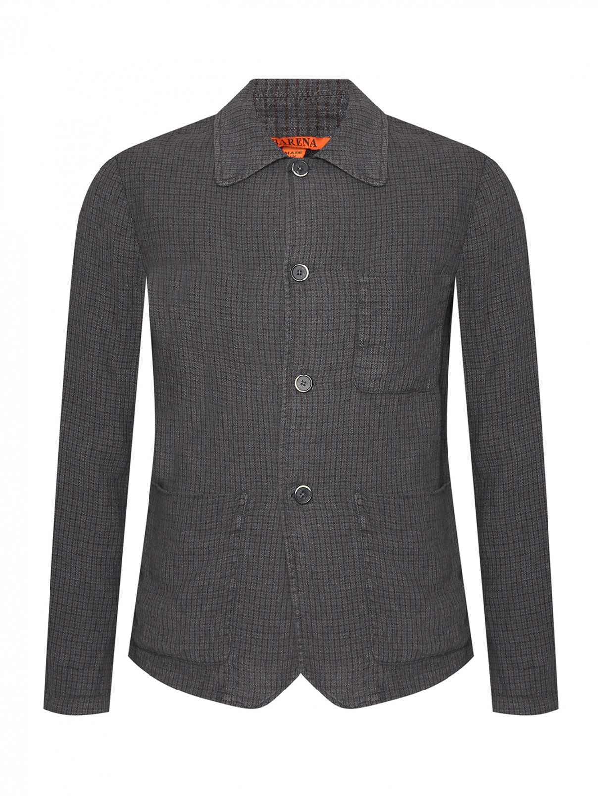 Куртка из льна с накладными карманами Barena  –  Общий вид  – Цвет:  Серый