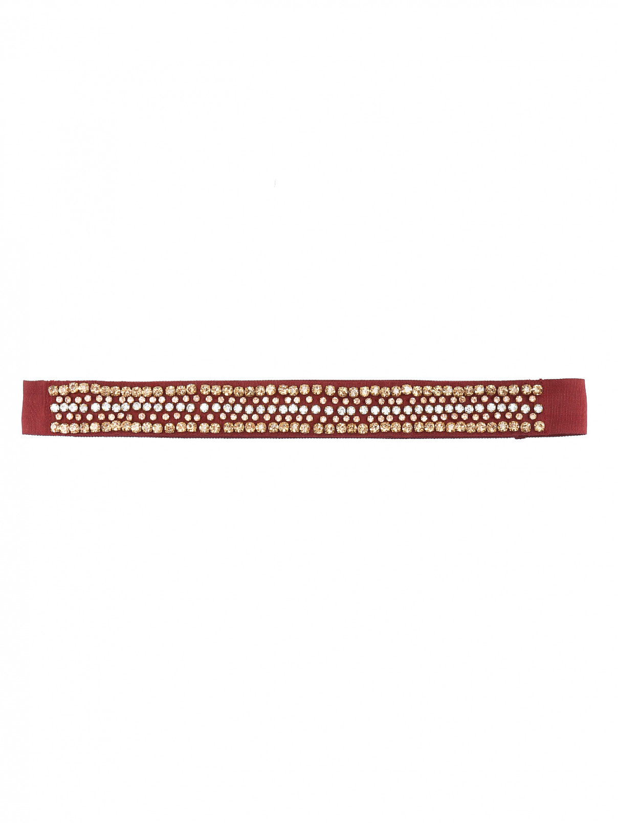 Пояс из текстиля, декорированный кристаллами Max&Co  –  Общий вид  – Цвет:  Красный