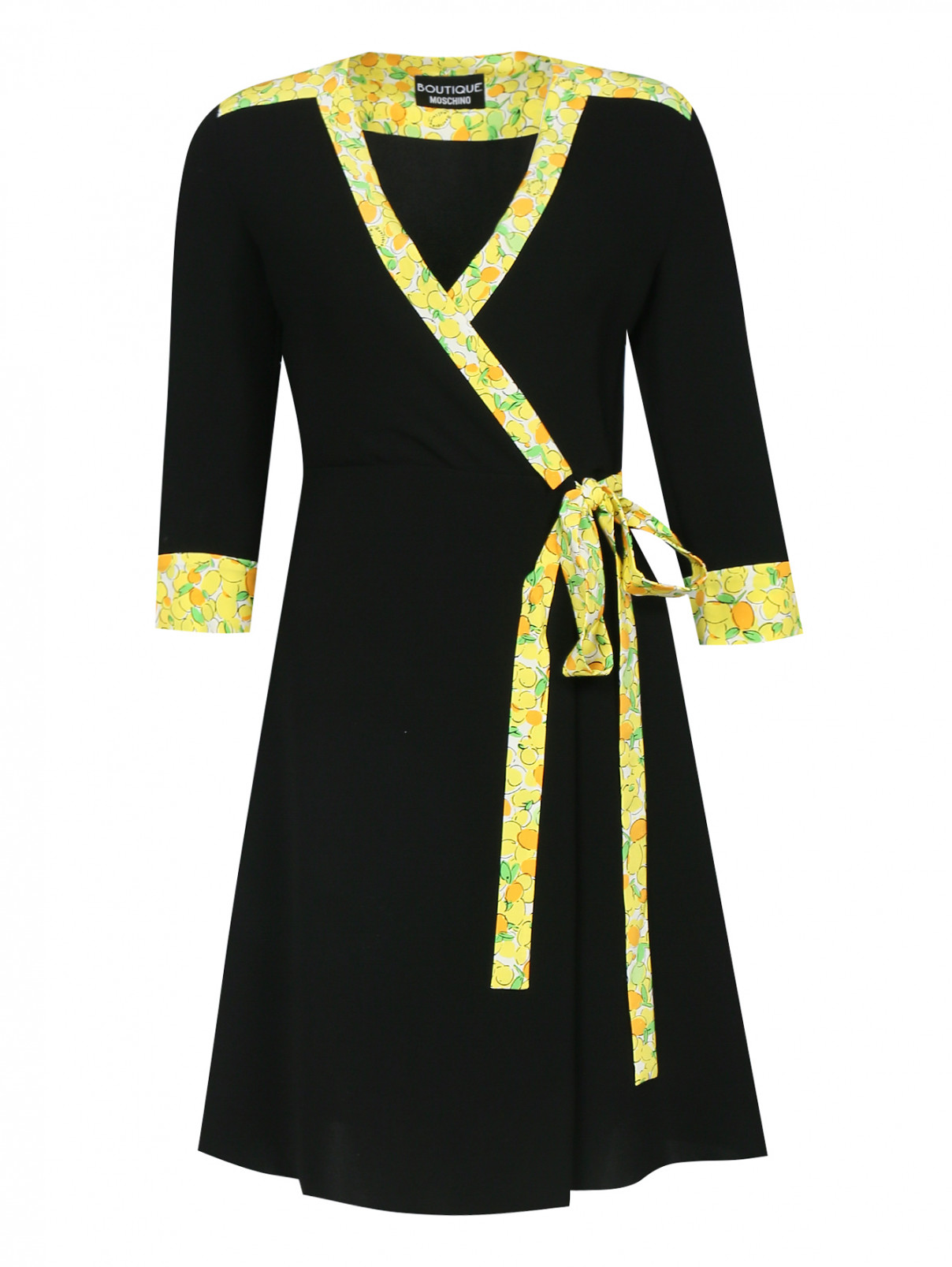 Платье-мини с контрастной отделкой Moschino Boutique  –  Общий вид  – Цвет:  Черный