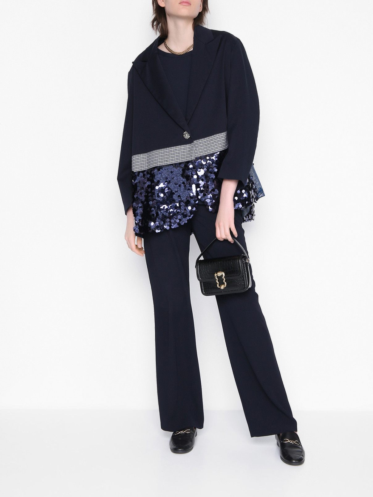 Однотонные брюки на молнии Luisa Spagnoli  –  МодельОбщийВид  – Цвет:  Синий