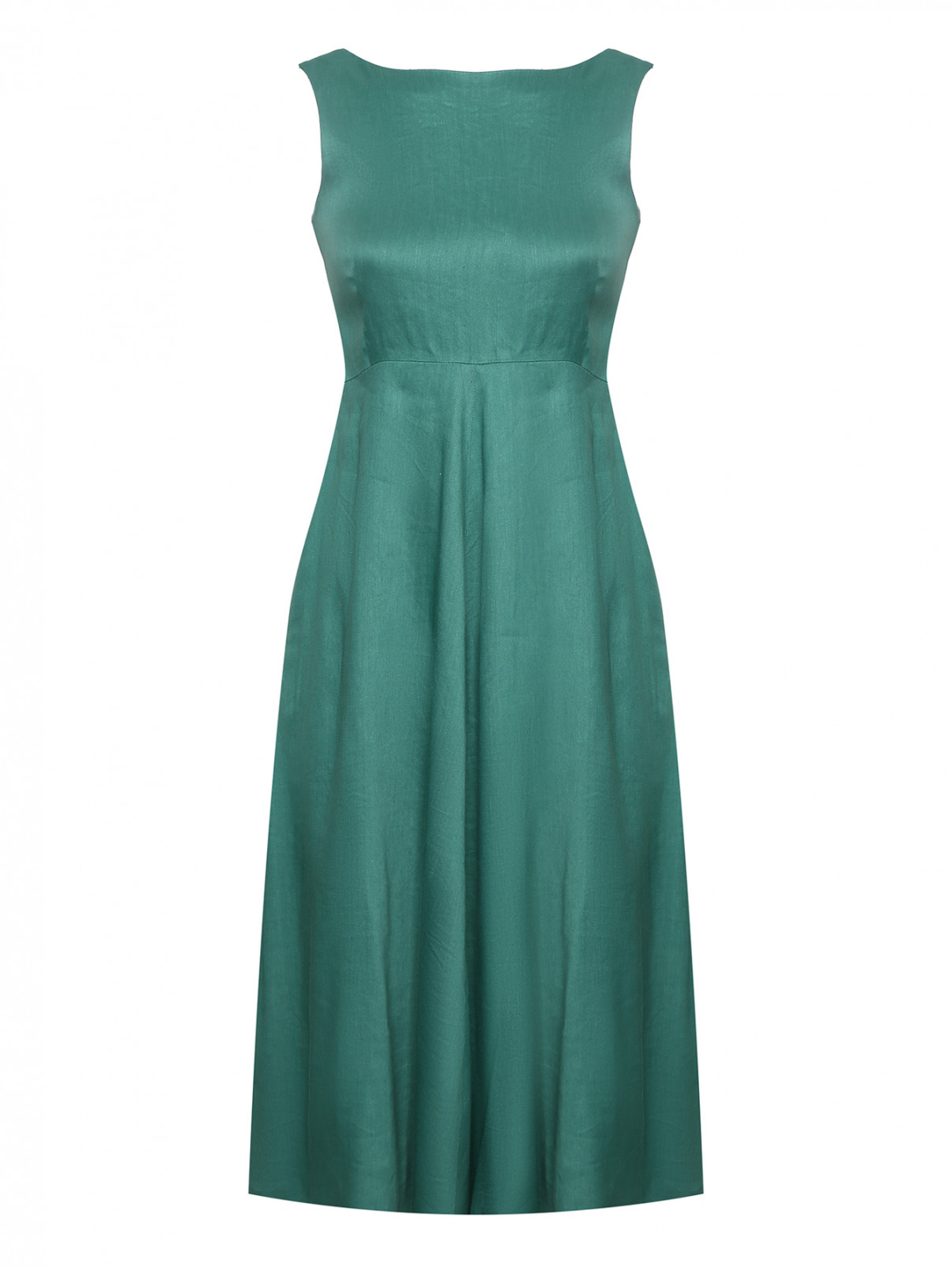 Платье из льна и вискозы Weekend Max Mara  –  Общий вид  – Цвет:  Зеленый
