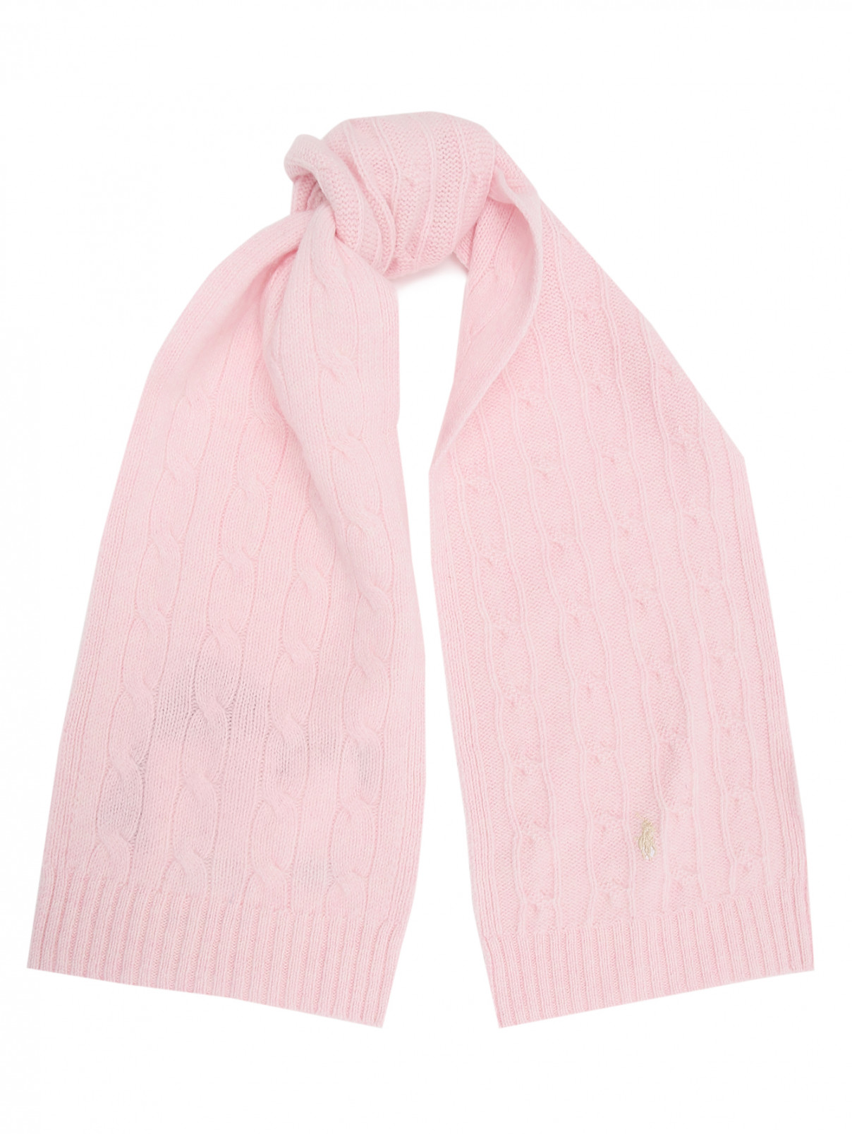 Шарф фактурной вязки из шерсти и кашемира Ralph Lauren  –  Общий вид  – Цвет:  Розовый
