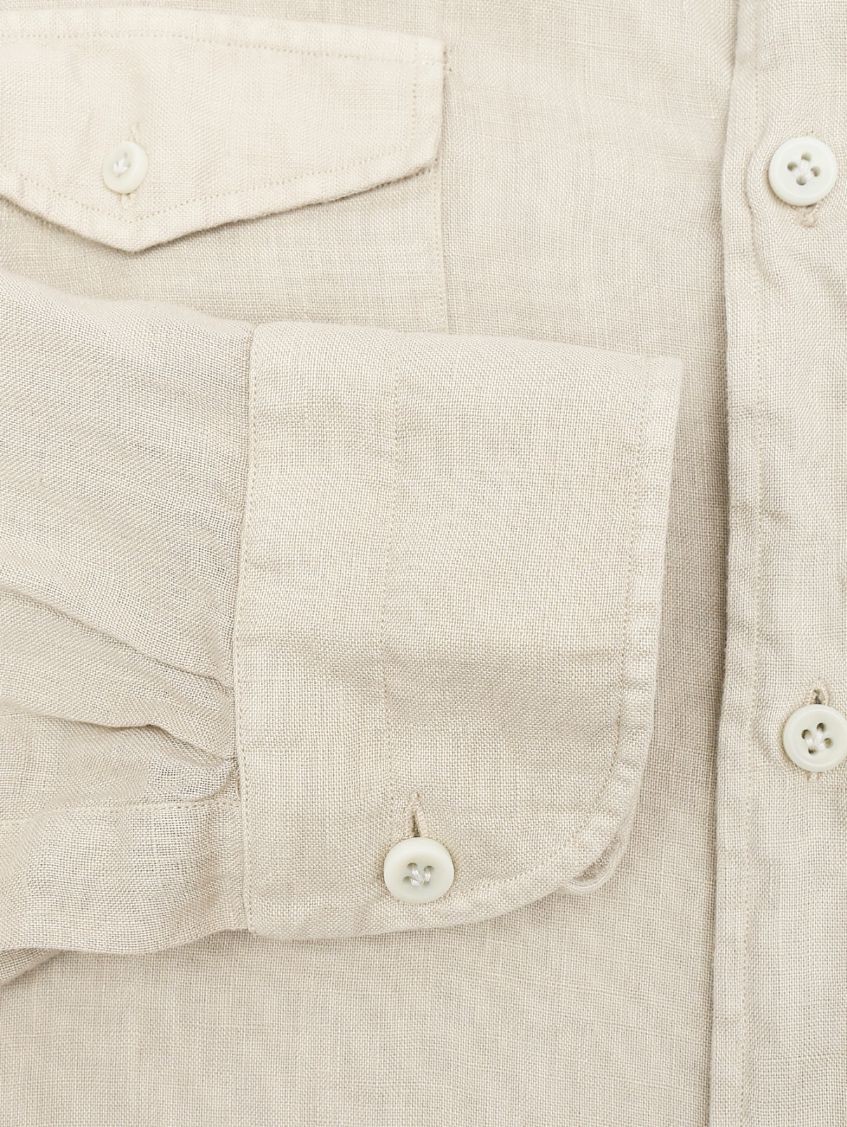 Рубашка изо льна с карманами Giampaolo  –  Деталь1  – Цвет:  Бежевый
