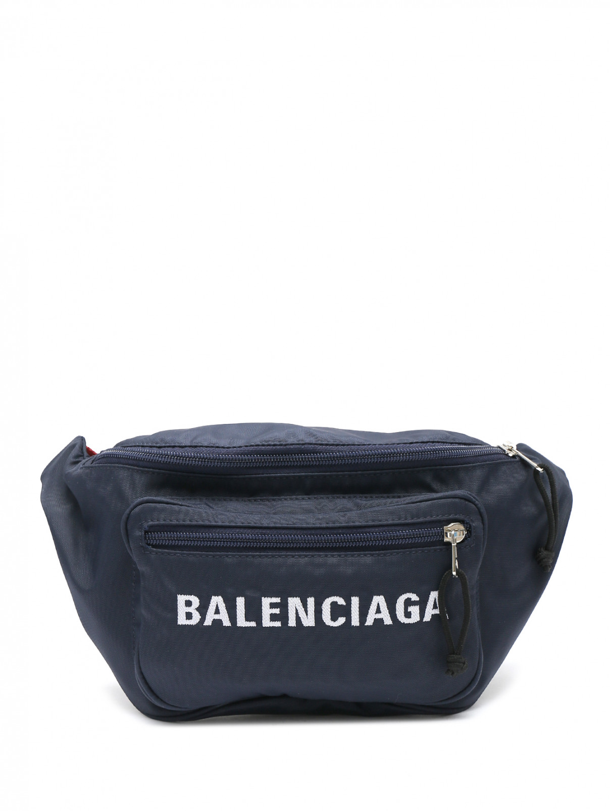 Сумка поясная с логотипом Balenciaga  –  Общий вид  – Цвет:  Синий