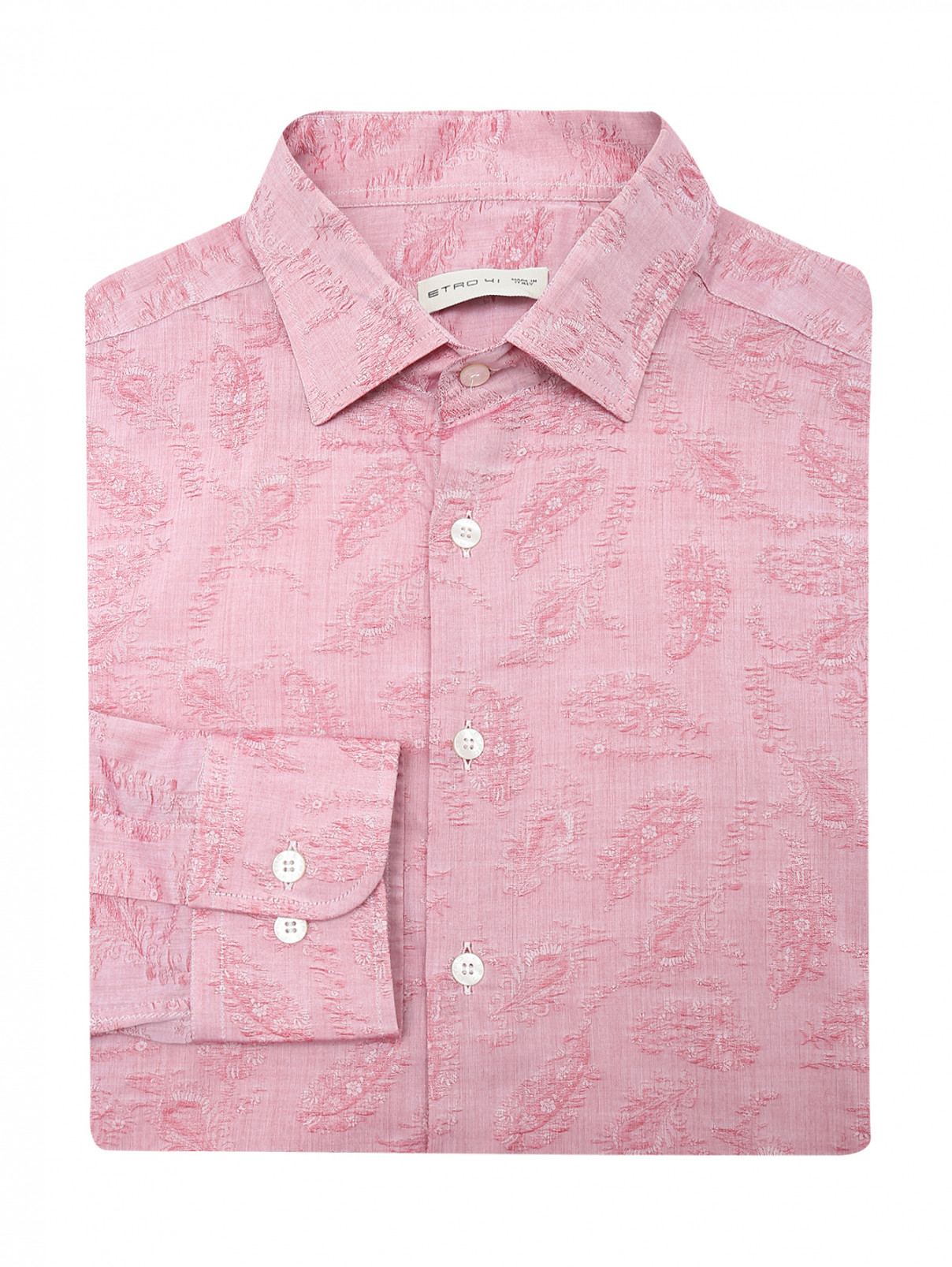 Рубашка из хлопка с узором Etro  –  Общий вид  – Цвет:  Розовый