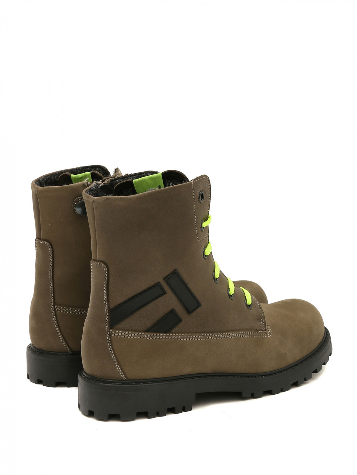 Замшевые ботинки с акцентными шнурками Rondinella  –  Обтравка2  – Цвет:  Зеленый
