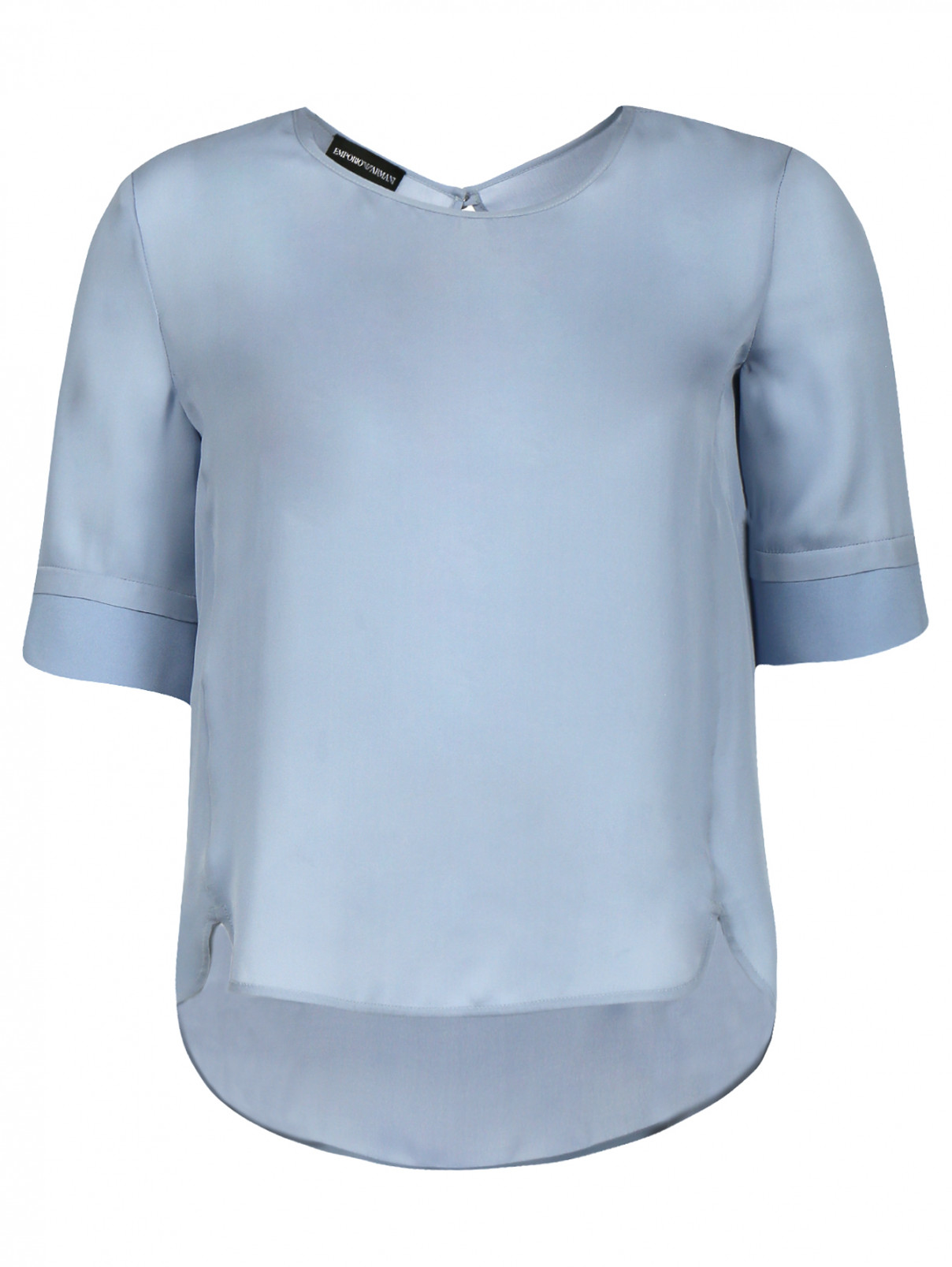 Шелковая блуза с коротким рукавом Emporio Armani  –  Общий вид  – Цвет:  Синий