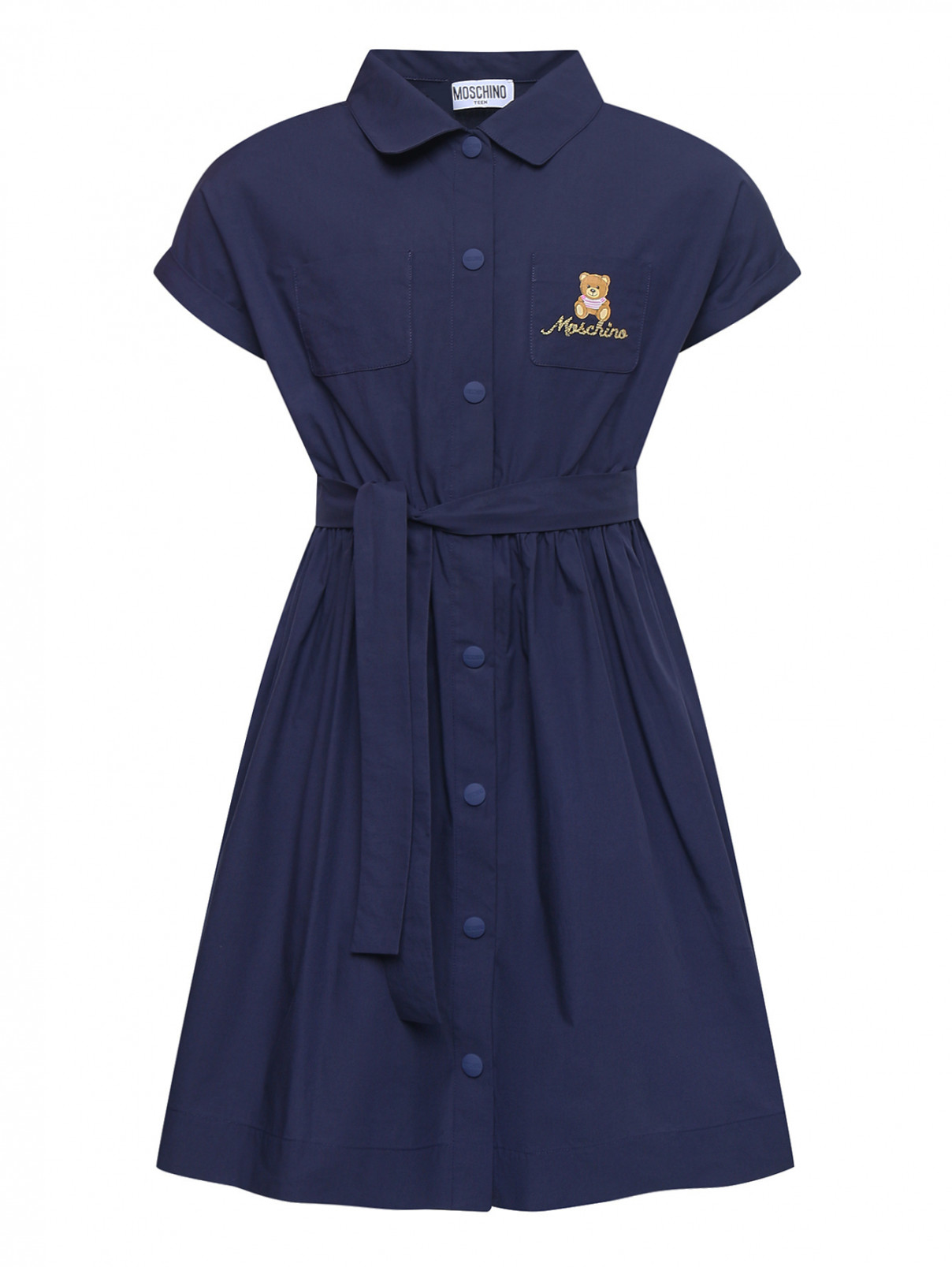 Хлопковое платье на кнопках Moschino  –  Общий вид  – Цвет:  Синий
