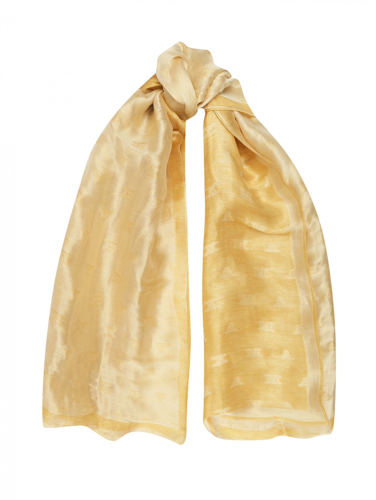 Шарф из льна и шелка с принтом Max Mara  –  Общий вид  – Цвет:  Желтый