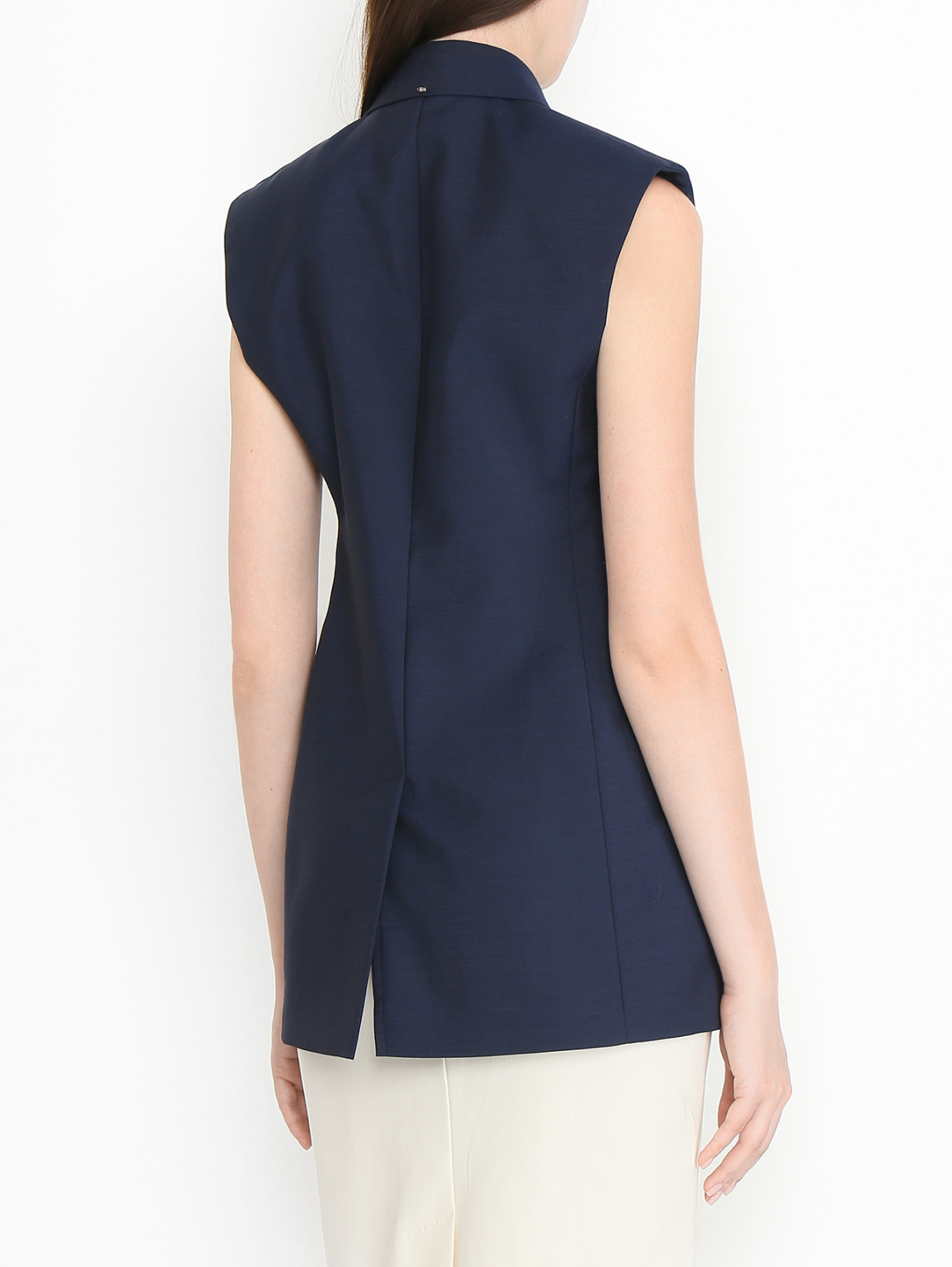 Жилет из смешанной шерсти Sportmax  –  МодельВерхНиз1  – Цвет:  Синий