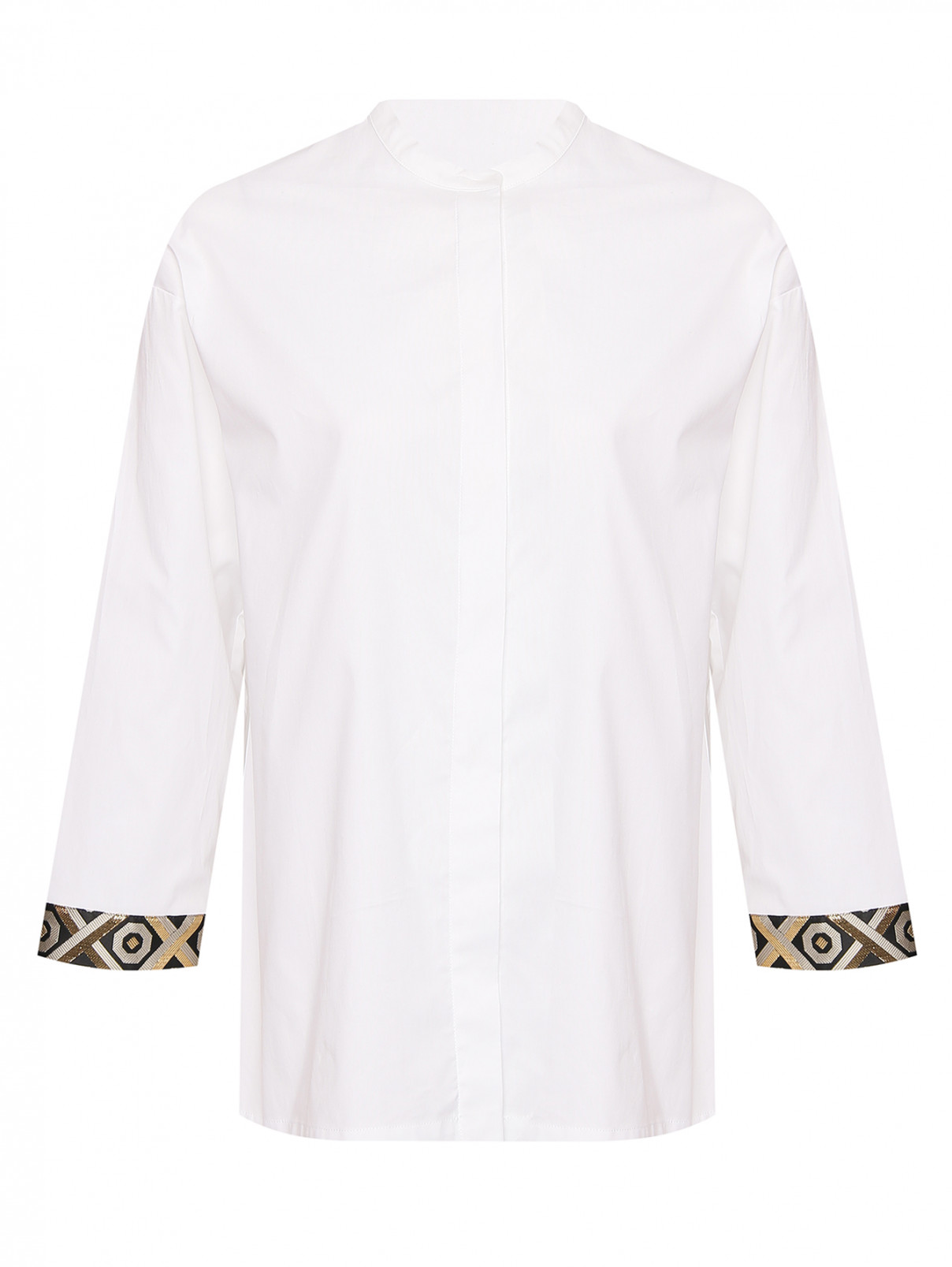 Блуза из хлопка с декоративной отделкой Max Mara  –  Общий вид  – Цвет:  Белый
