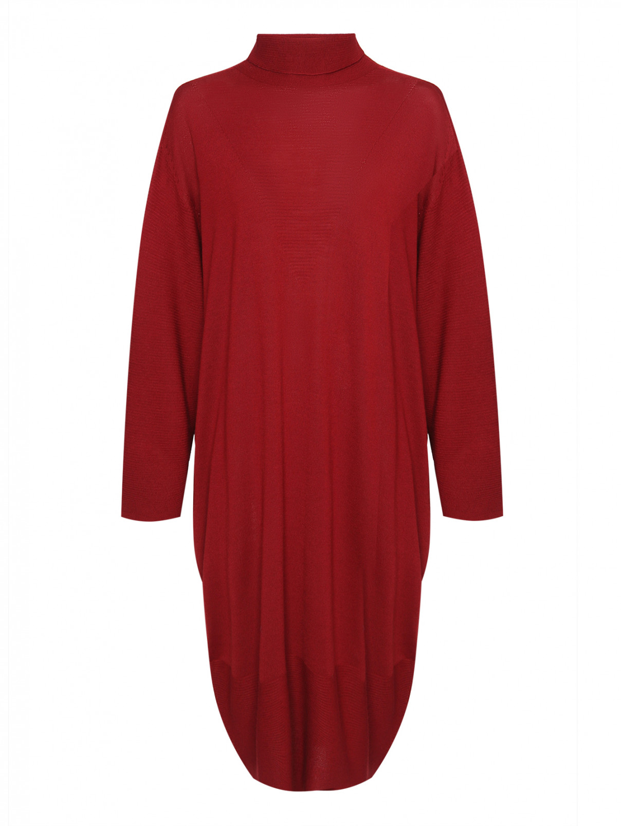 Платье-миди из смесовой шерсти Marina Rinaldi  –  Общий вид  – Цвет:  Красный
