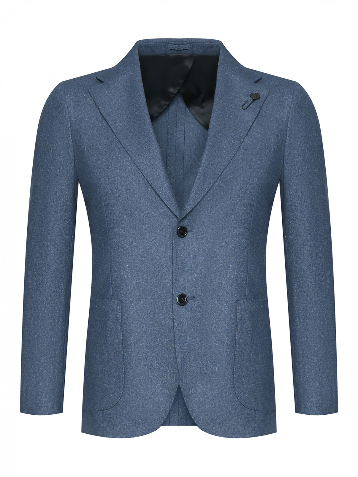Однотонный пиджак из кашемира LARDINI  –  Общий вид  – Цвет:  Синий