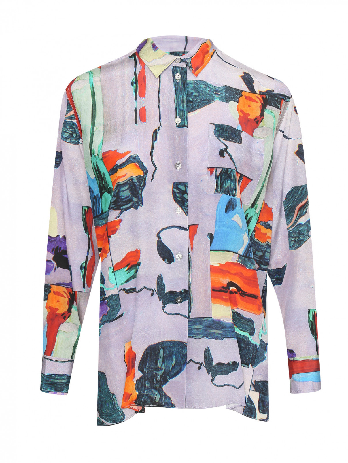 Блуза из шелка с узором Paul Smith  –  Общий вид  – Цвет:  Фиолетовый