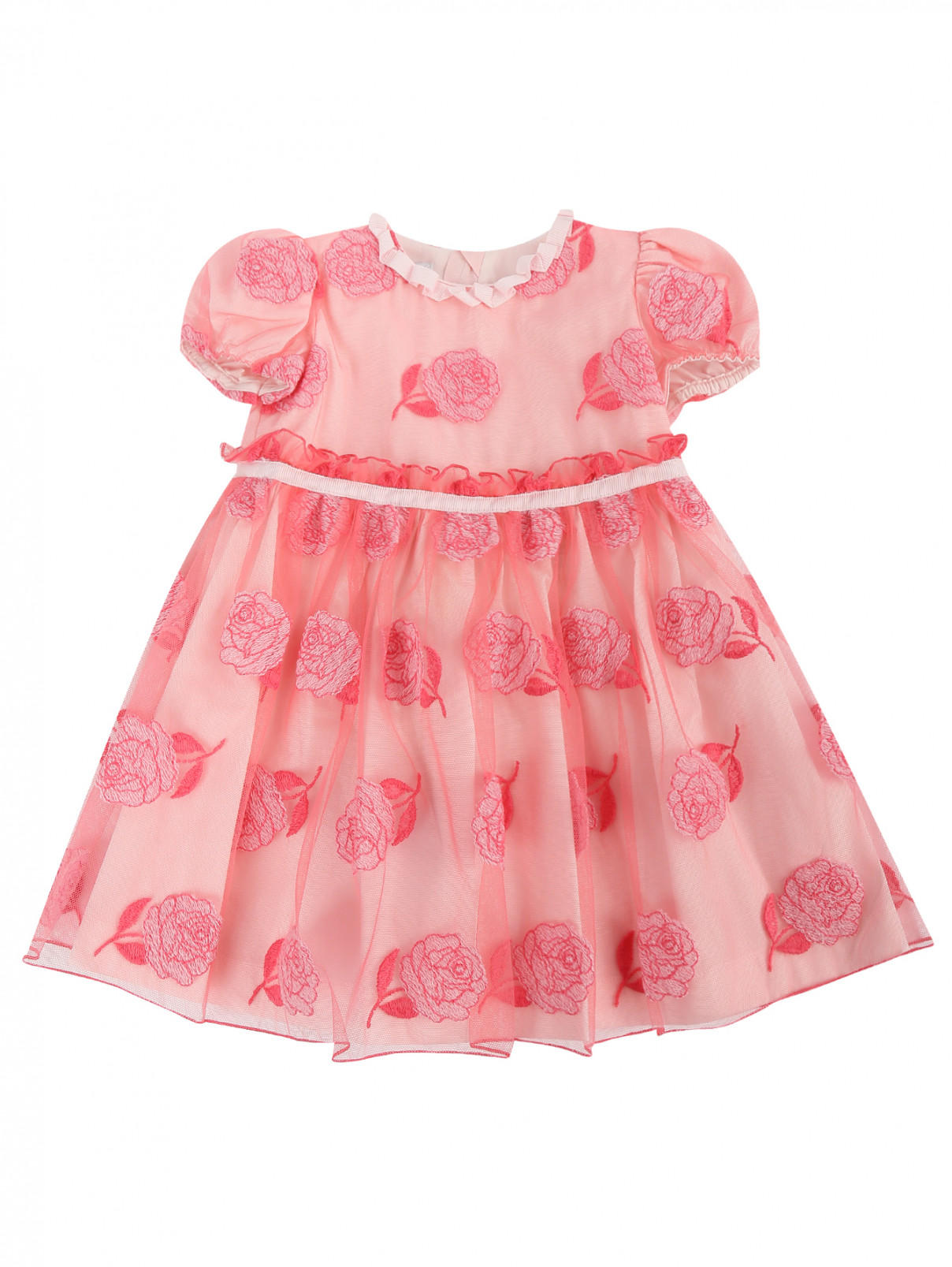 Платье с цветочными нашивками I Pinco Pallino  –  Общий вид  – Цвет:  Розовый