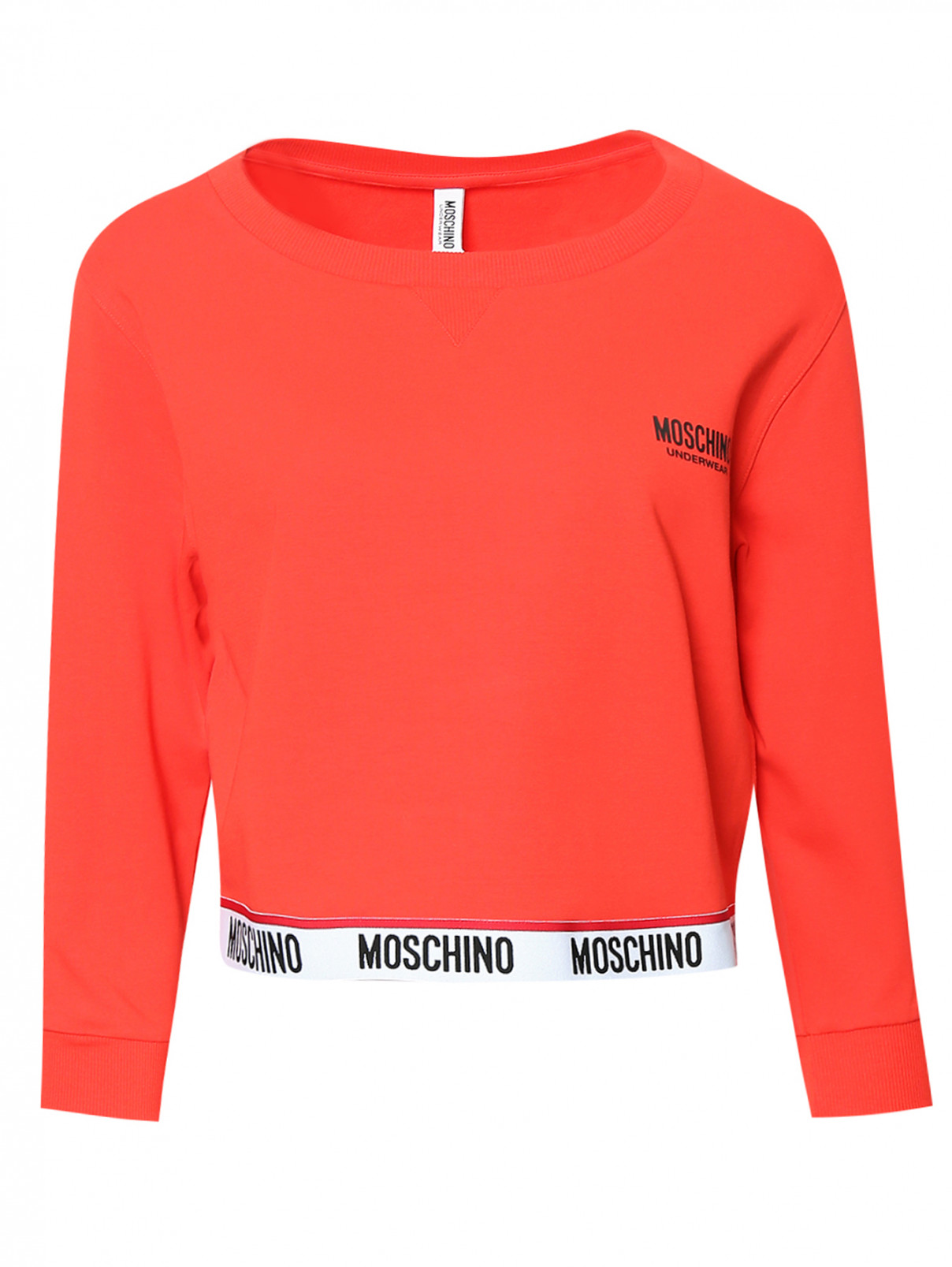 Свитшот из хлопка с принтом на резинке Moschino Underwear  –  Общий вид  – Цвет:  Красный