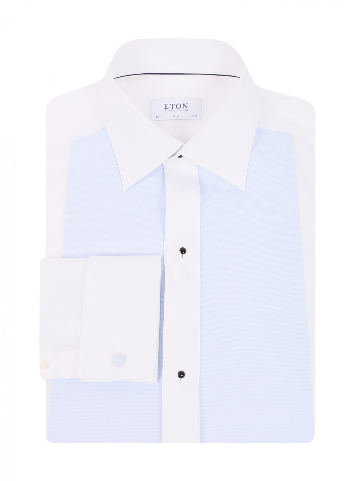 Рубашка из хлопка  с узором Eton  –  Общий вид  – Цвет:  Белый