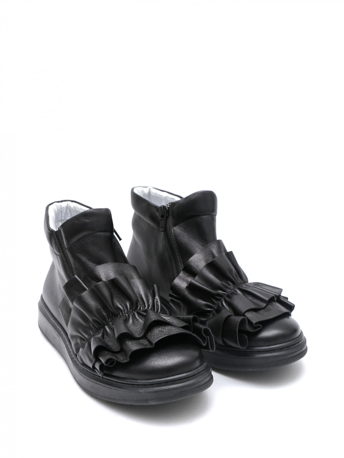 Ботинки из кожи с декором MiMiSol  –  Общий вид  – Цвет:  Черный