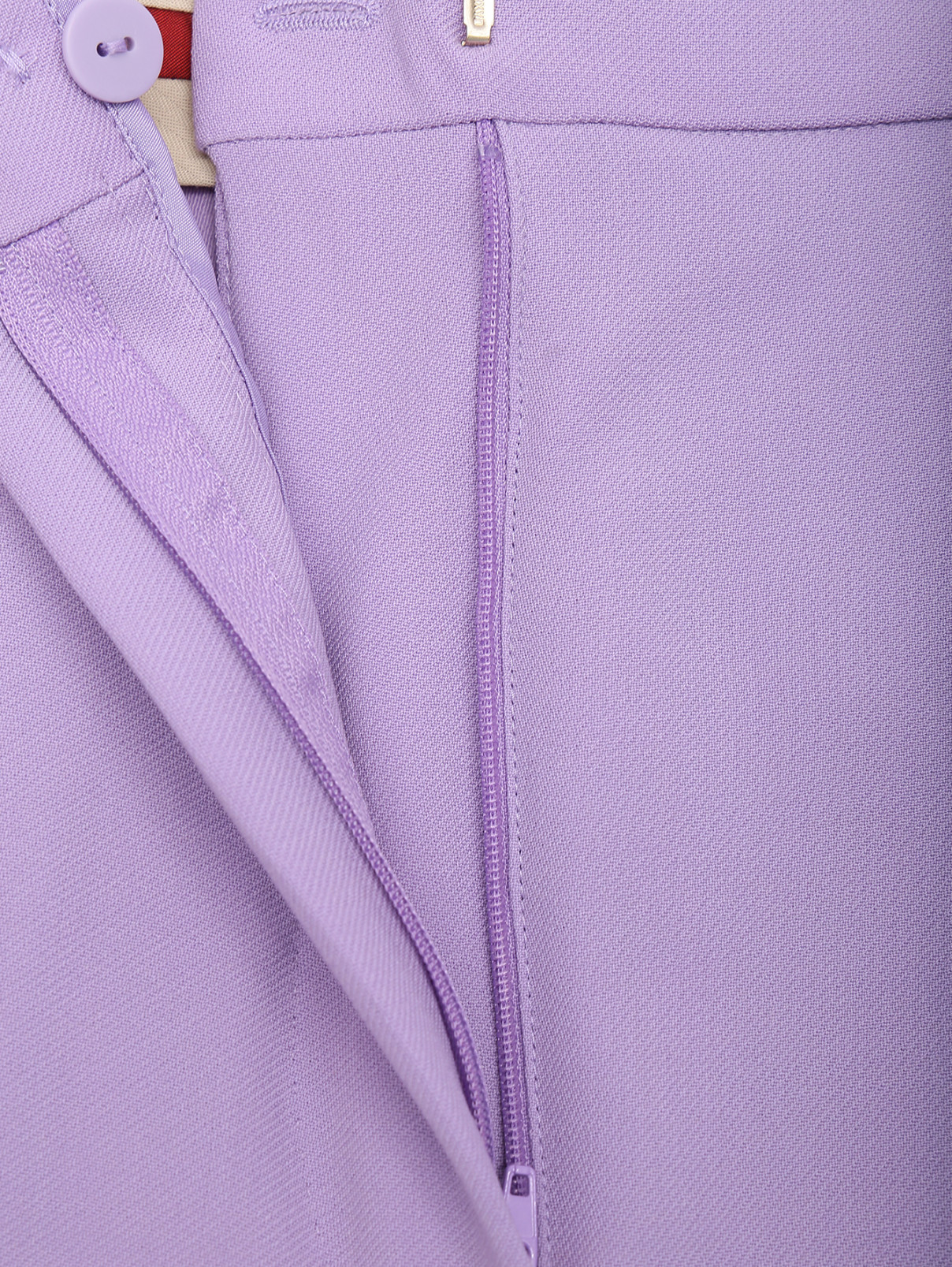 Брюки из шерсти прямого кроя Max Mara  –  Деталь1  – Цвет:  Фиолетовый