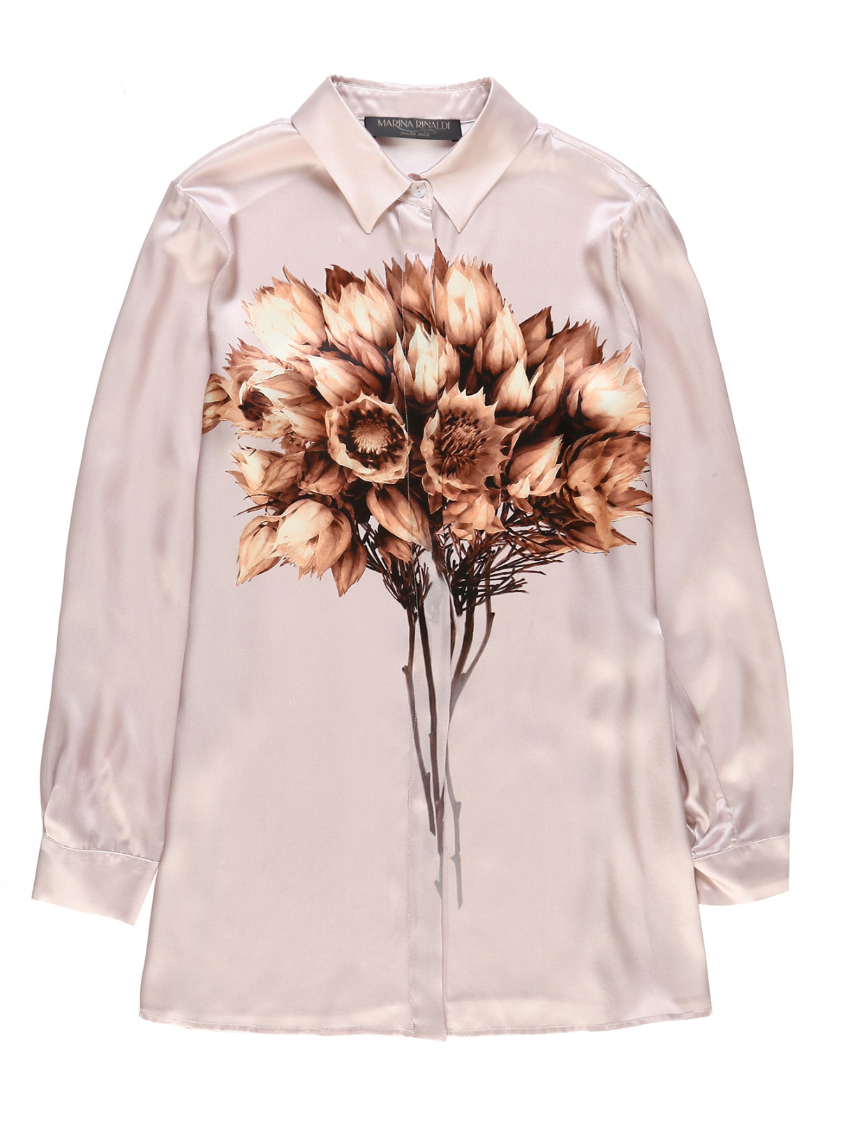 Шелковая блуза с принтом Marina Rinaldi  –  Общий вид  – Цвет:  Бежевый