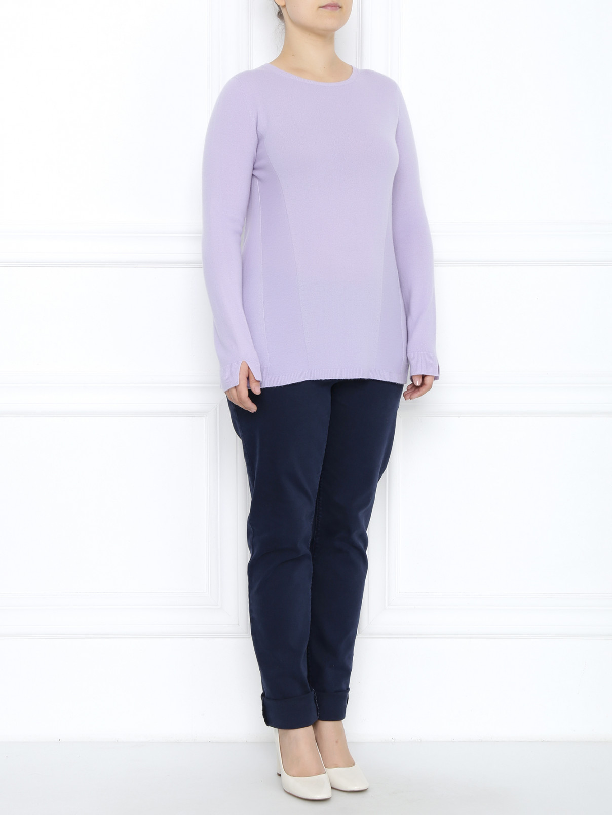 Джемпер из кашемира с длинным рукавом Voyage by Marina Rinaldi  –  Модель Общий вид  – Цвет:  Фиолетовый
