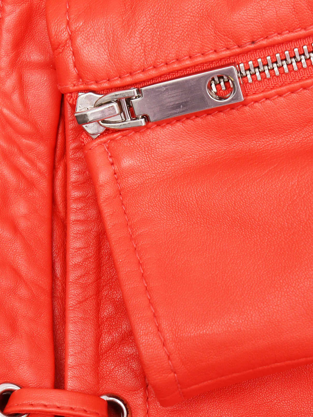 Куртка из гладкой кожи на молнии Max&Co  –  Деталь1  – Цвет:  Красный