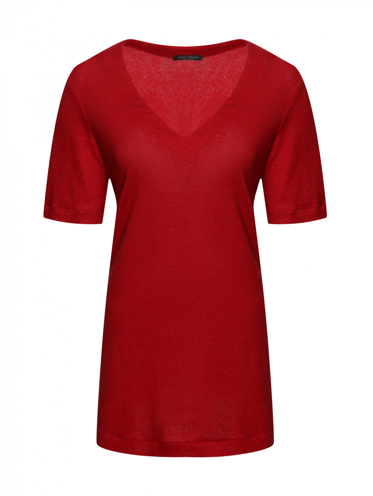 Джемпер из льна с v-вырезом Marina Rinaldi  –  Общий вид  – Цвет:  Красный