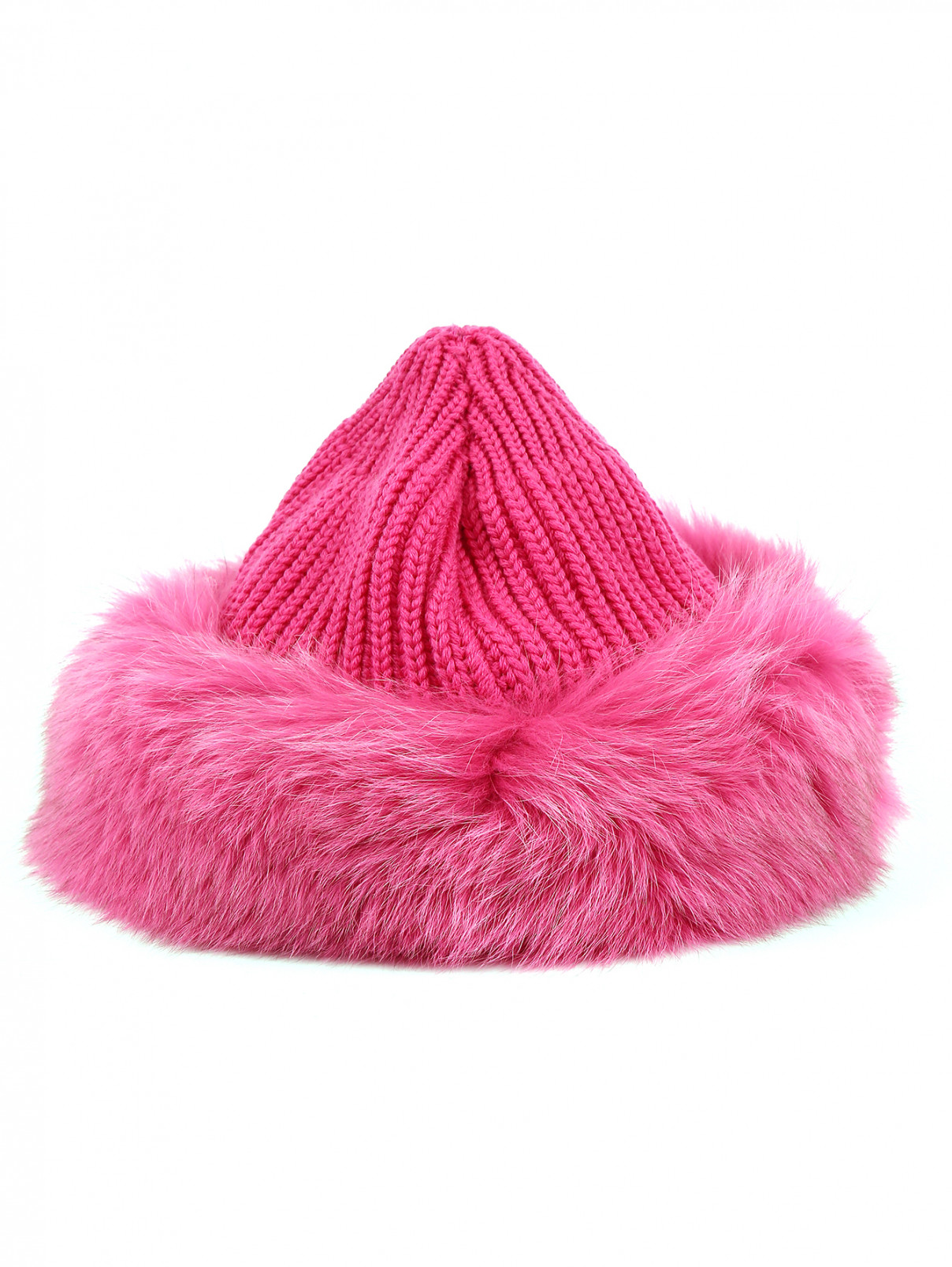 Шапка из шерсти с меховой отделкой Pinko Up  –  Обтравка2  – Цвет:  Розовый