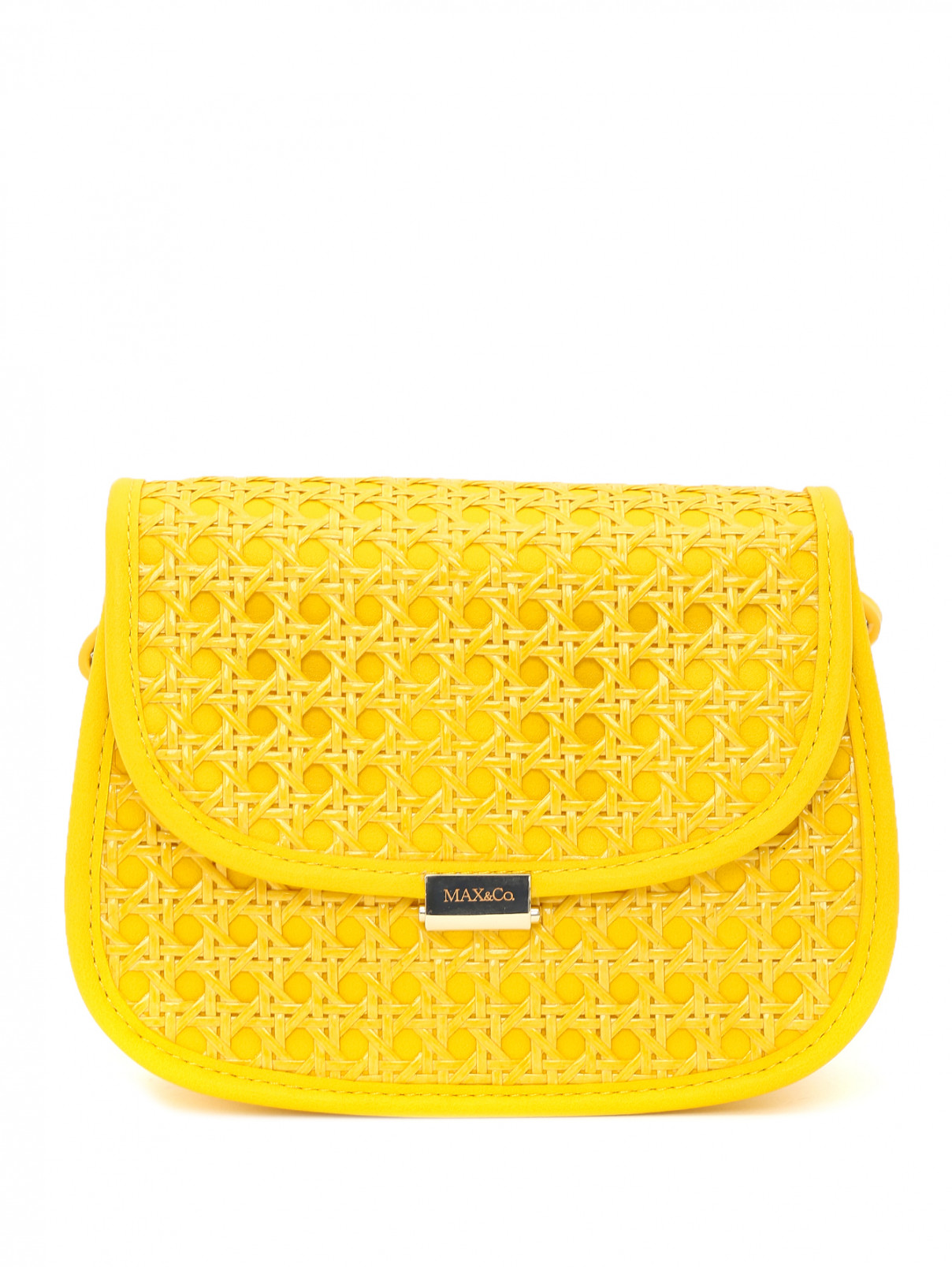 Плетеная сумка на плечевом ремне Max&Co  –  Общий вид  – Цвет:  Желтый