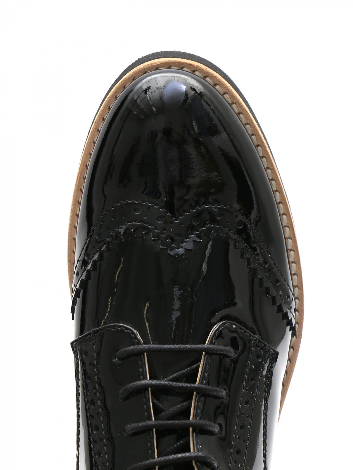 Броги из лаковой кожи на шнурках Salvatore Ferragamo  –  Обтравка3  – Цвет:  Черный