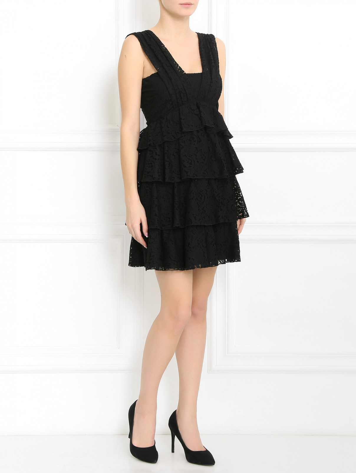 Платье-мини из хлопка N21  –  Модель Общий вид  – Цвет:  Черный