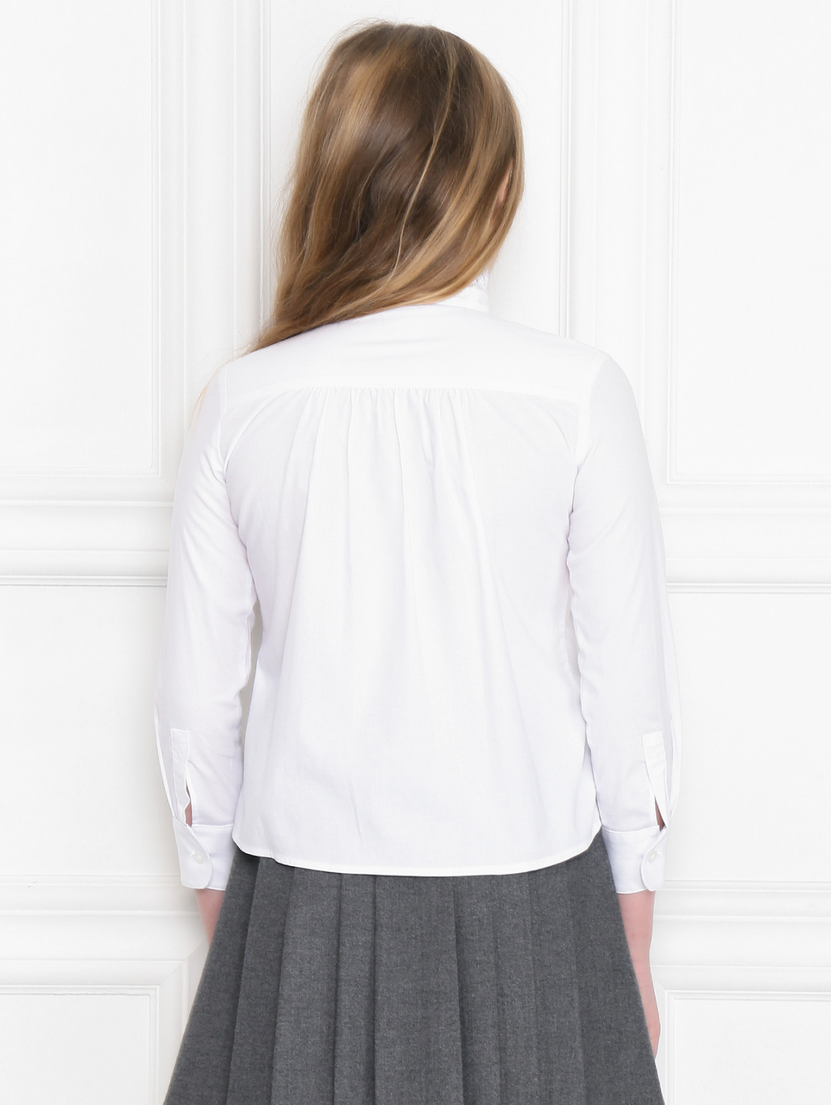 Блуза из хлопка с жабо Val Max  –  МодельВерхНиз1  – Цвет:  Белый