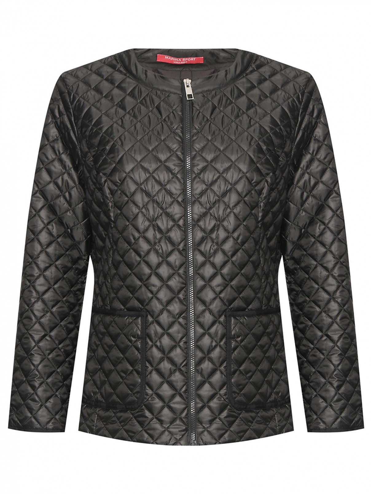 Стеганая куртка с накладными карманами Marina Rinaldi  –  Общий вид  – Цвет:  Черный