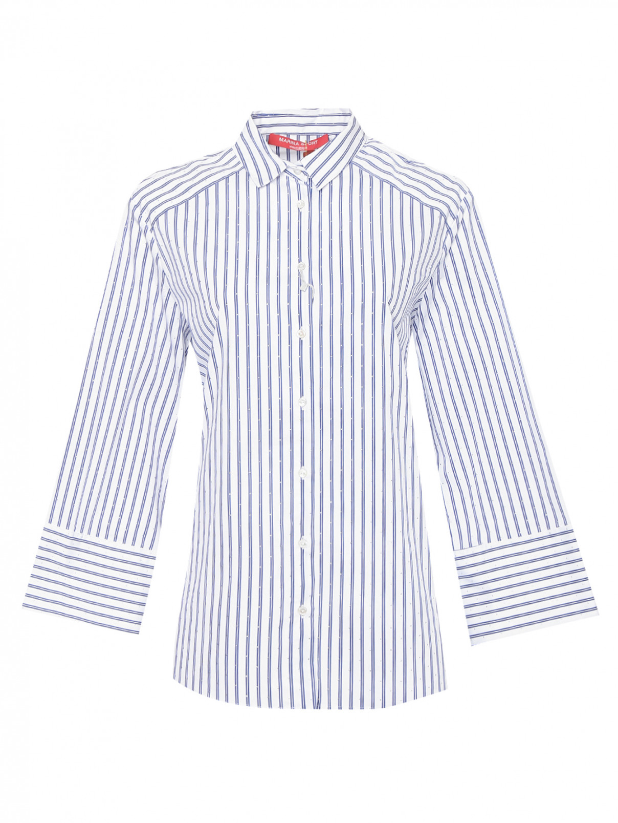 Рубашка из хлопка с узором "полоска" Marina Rinaldi  –  Общий вид  – Цвет:  Узор