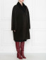 Пальто из шерсти, декорированное мехом норки Marina Rinaldi  –  МодельВерхНиз
