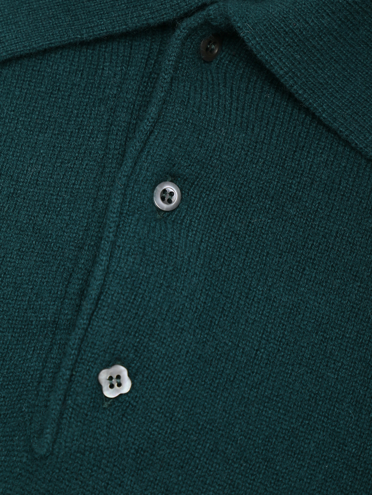 Джемпер из шерсти и кашемира с воротником поло LARDINI  –  Деталь  – Цвет:  Зеленый