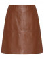 Кожаная мини-юбка с карманами Luisa Spagnoli  –  Общий вид