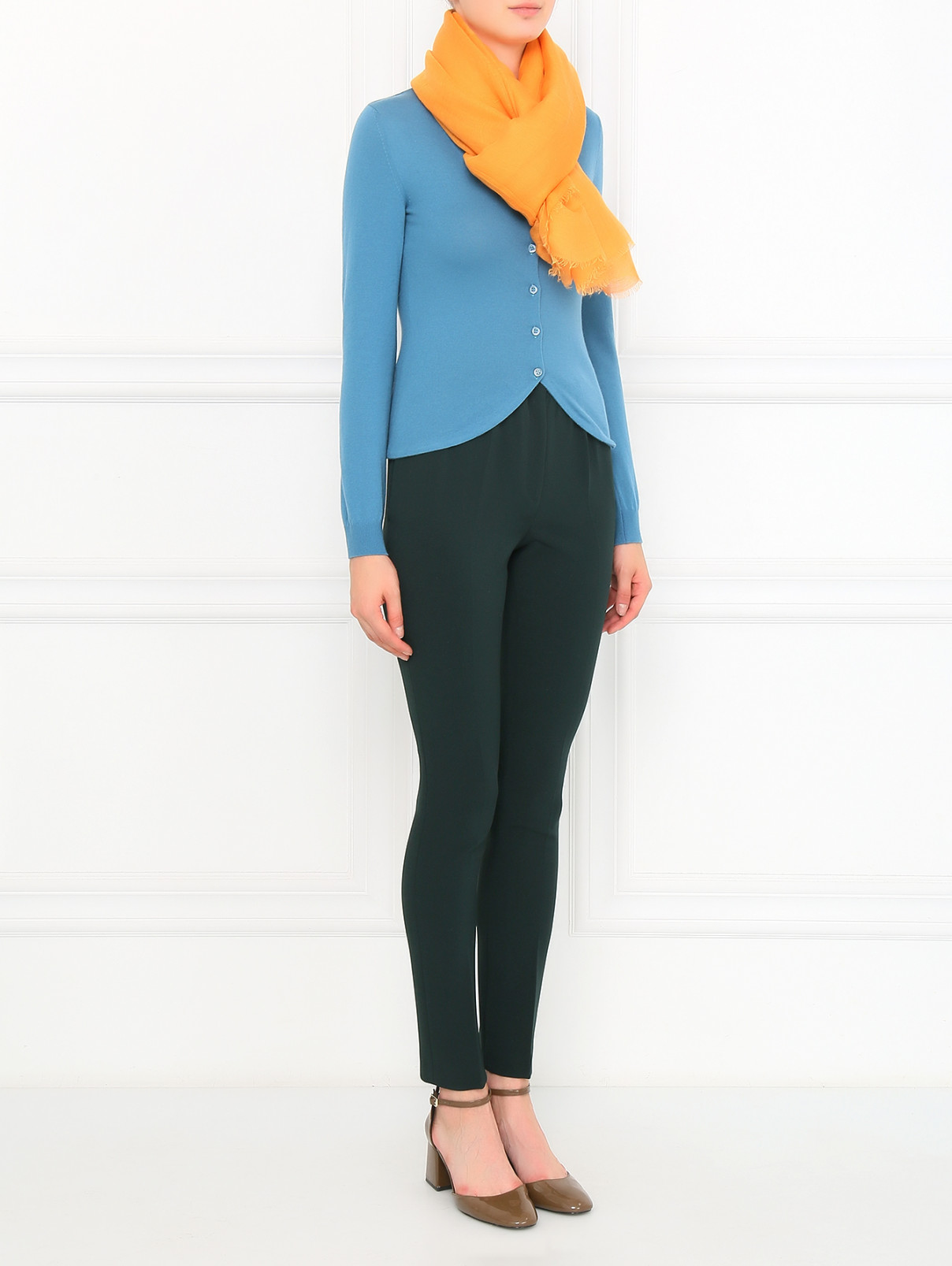 Широкий легкий шарф Max Mara  –  Модель Общий вид  – Цвет:  Оранжевый