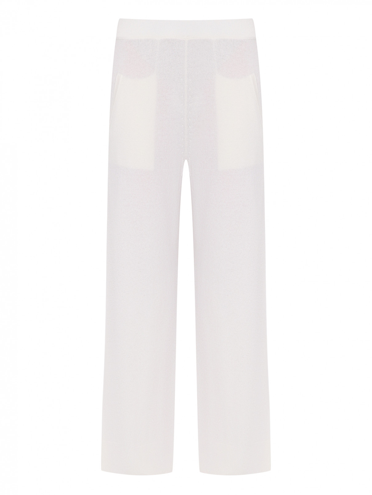 Однотонные брюки из шерсти и кашемира Allude  –  Общий вид  – Цвет:  Белый