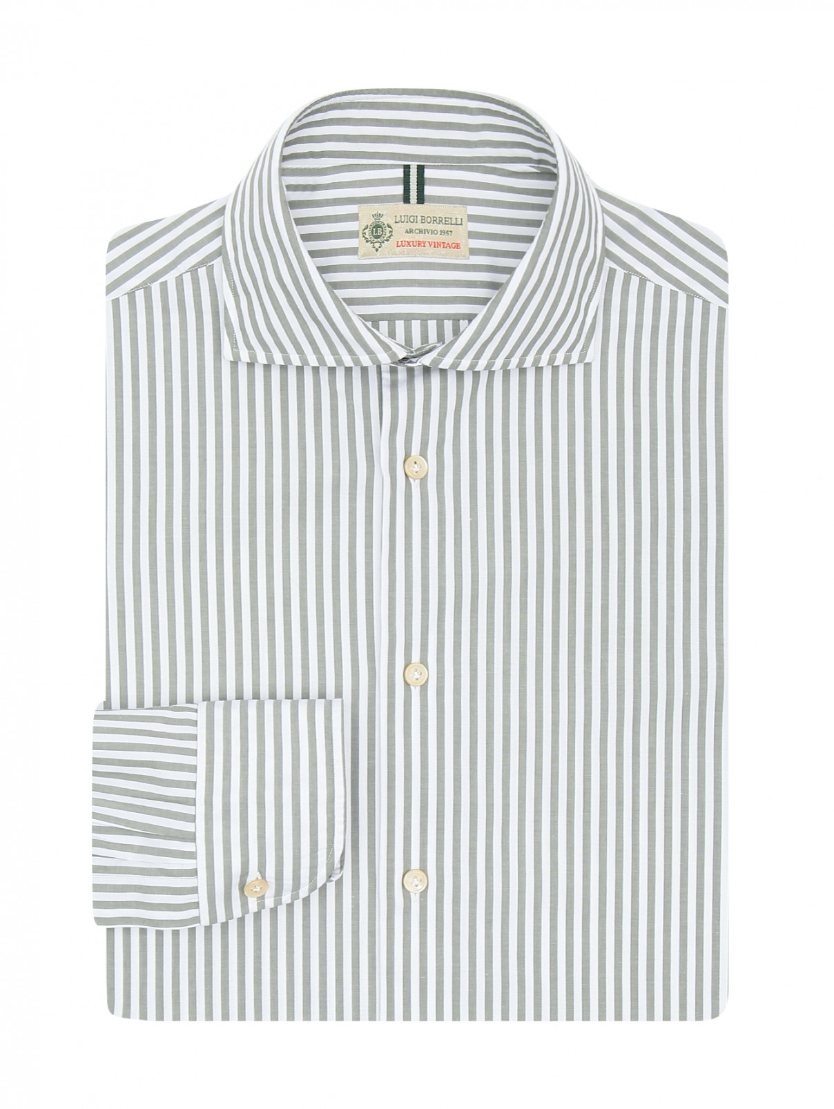 Рубашка из хлопка с узором "полоска" Borrelli  –  Общий вид  – Цвет:  Узор