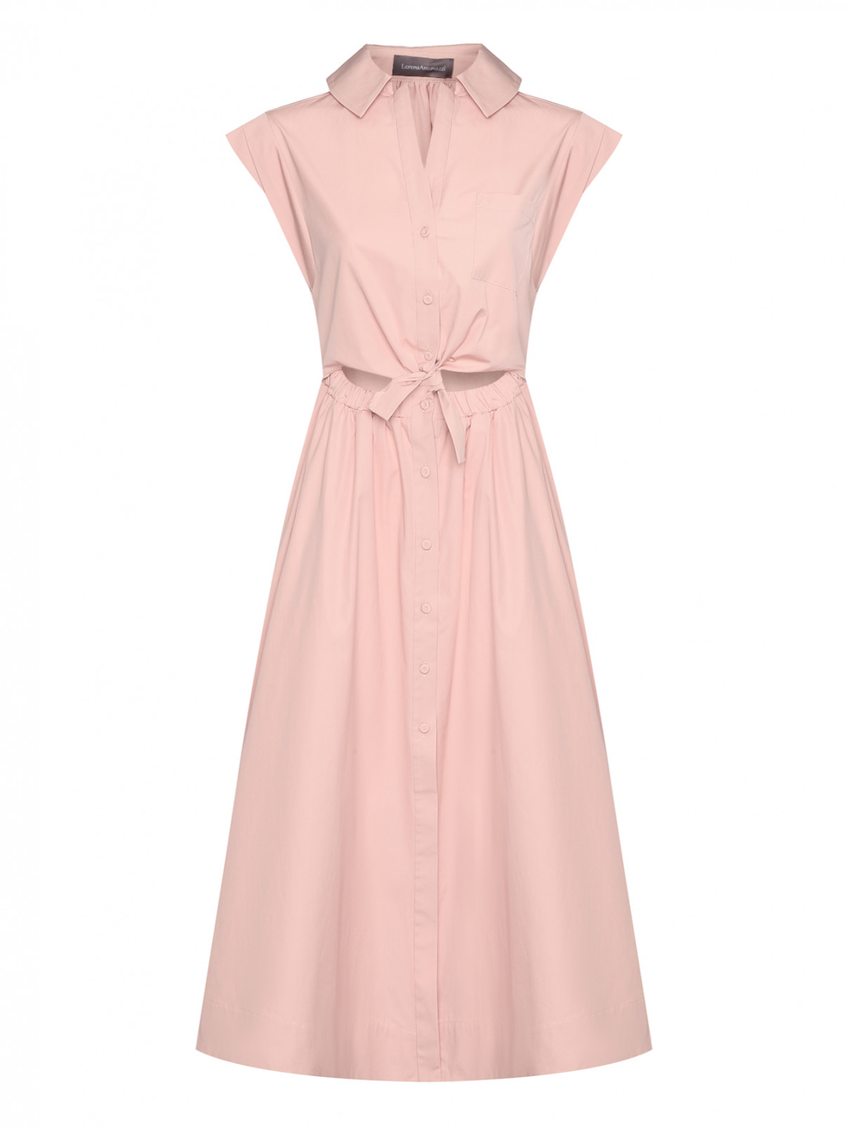 Платье-миди из хлопка с короткими рукавами Lorena Antoniazzi  –  Общий вид  – Цвет:  Розовый