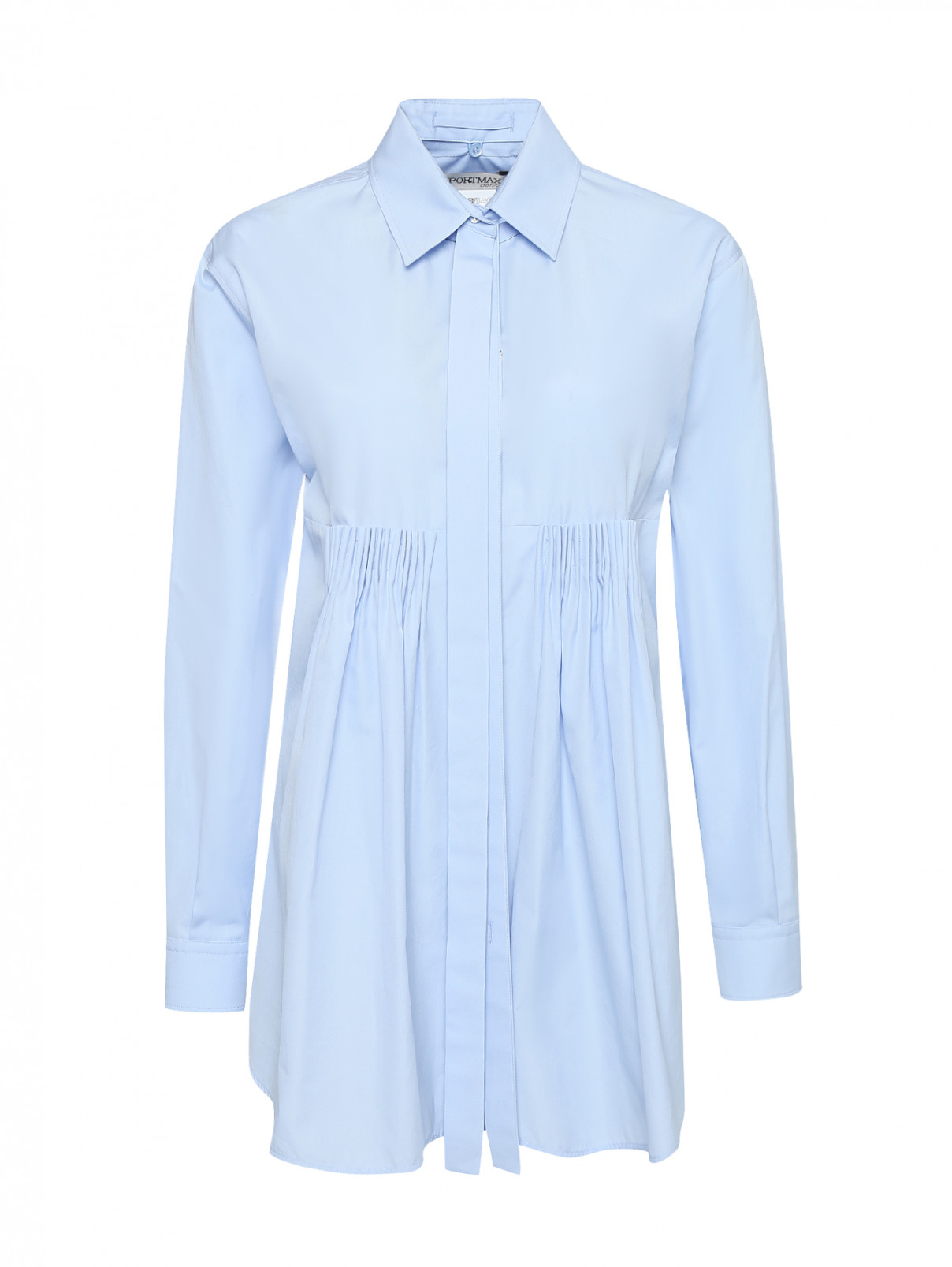 Блуза из хлопка, со сборкой Sportmax  –  Общий вид  – Цвет:  Синий