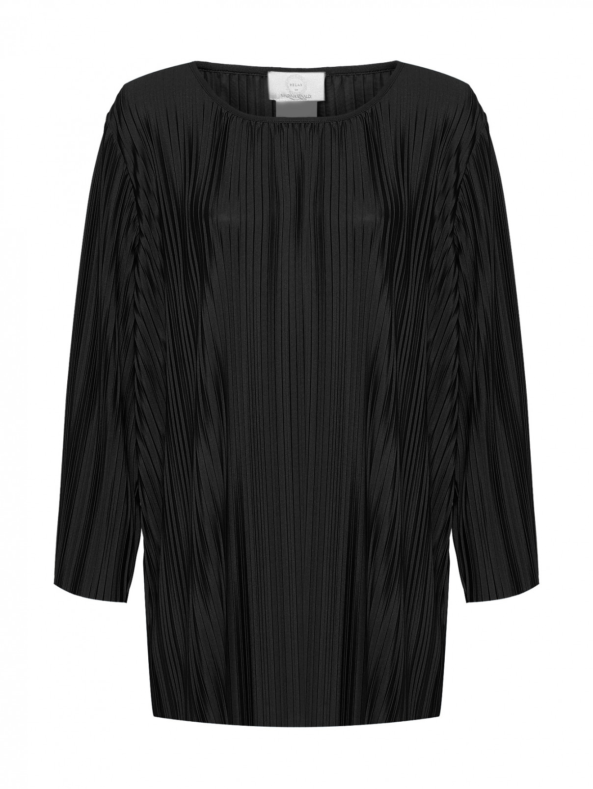 Блуза с мелкую плиссеровку Marina Rinaldi  –  Общий вид  – Цвет:  Черный