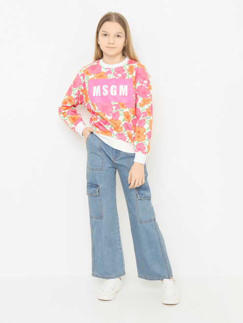 Широкие джинсы с карманами Moschino - МодельОбщийВид