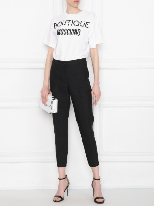 Брюки из хлопка однотонные Moschino Boutique - МодельОбщийВид